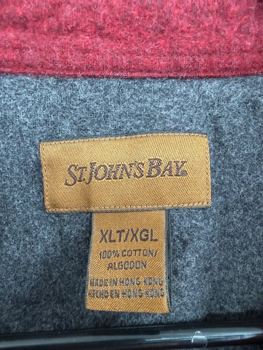 St. John’s Bay Burgundy Button Down Long Sleeve Flannel Shirt Size XLT